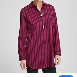 Chico's Berry Red and Black Striped No Iron Striped Tunic 1 (8)